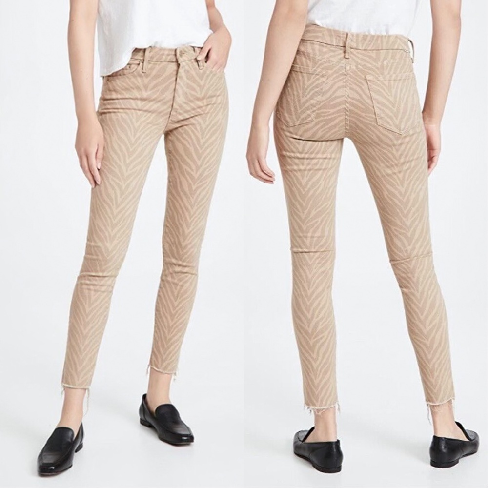 MOTHER The Looker Skinny Ankle Fray Cropped Sweet Stripes Stretch Jeans